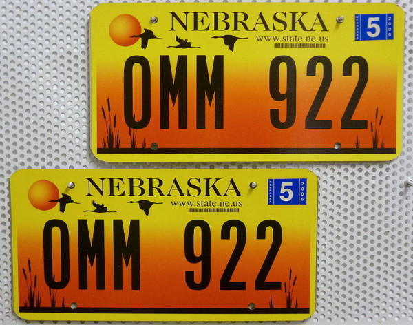 NEBRASKA Schilder PAAR - Zwei USA Nummernschilder # OMM922