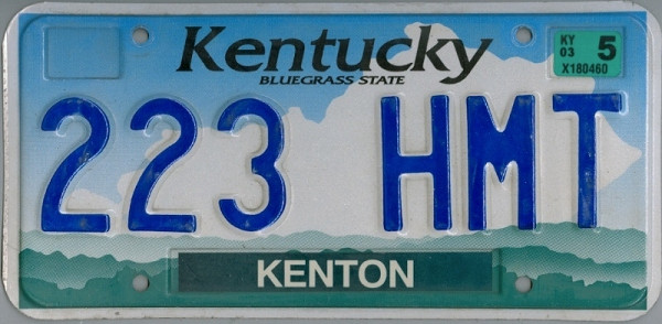 KENTUCKY Bluegrass State - Nummernschild # 223HMT