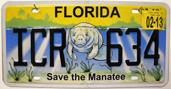 FLORIDA Save the Manatee - Nummernschild # ICR634 =