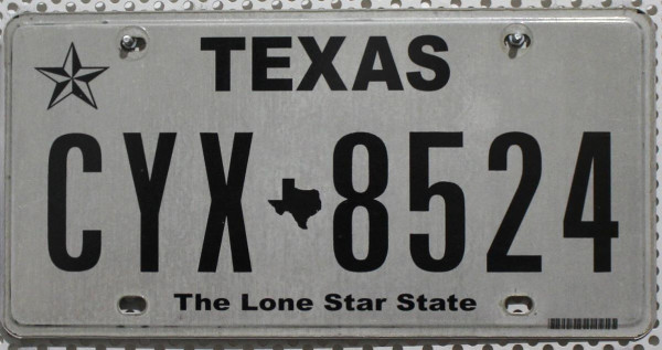TEXAS The Lone Star State - Nummernschild # CYX8524