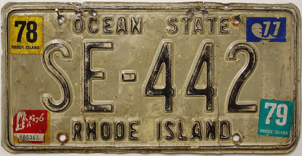 RHODE ISLAND 1976 1977 1978 1979 Nummernschild # SE442 =