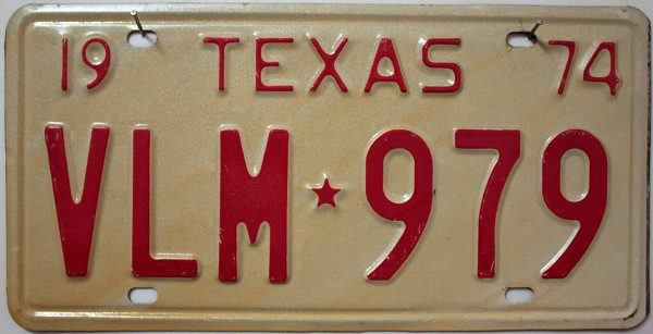 TEXAS 1974 Oldtimer - Nummernschild # VLM979 ≡