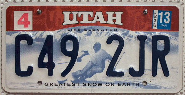 UTAH Greatest Snow On Earth - Nummernschild # C492JR =
