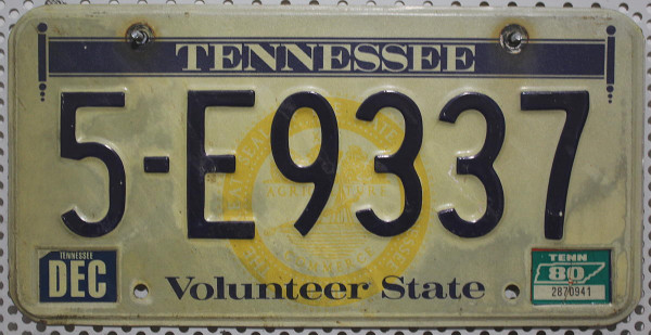 TENNESSEE Seal Graphic - Nummernschild # 5E9337