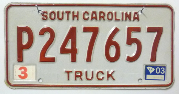 SOUTH CAROLINA Truck - Nummernschild # P247657 =