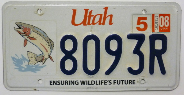 UTAH Ensuring Wildlife's Future - Nummernschild # 8093R =