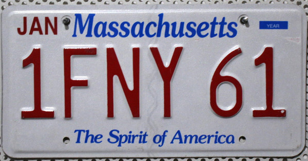 MASSACHUSETTS The Spirit of America - Nummernschild # 1FNY61 ...