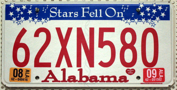 ALABAMA Stars - Nummernschild # 62XN580 =