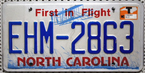 NORTH CAROLINA First in Flight - Nummernschild # EHM2863