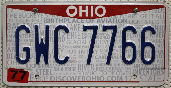 OHIO (Discover) com - Nummernschild # GWC7766 ...