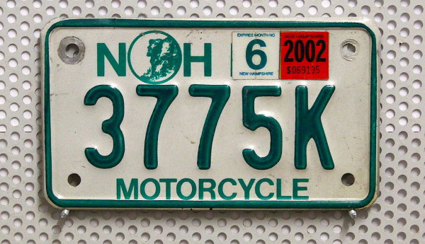 Motorradschild NH / New Hampshire Nummernschild # 3775K =
