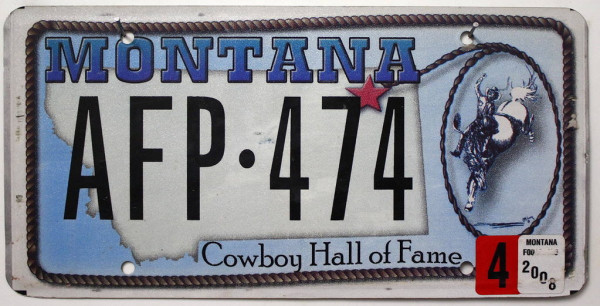MONTANA Cowboy Hall of Fame # USA Nummernschild # AFP474 =