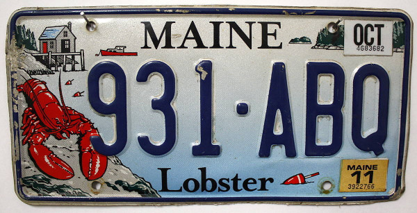 MAINE Lobster - Nummernschild # 931ABQ =