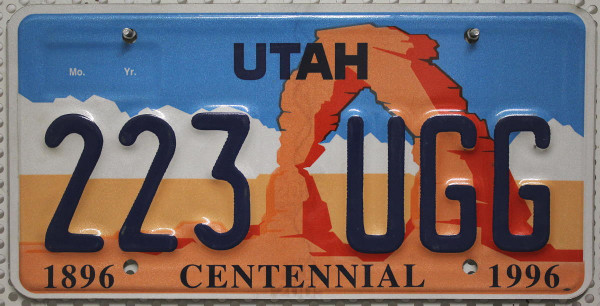 UTAH 1896 Centennial 1996 - Nummernschild # 223UGG ...