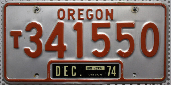 OREGON 1974 (silver typ) - Nummernschild # T341550 =