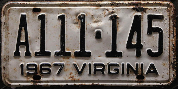 VIRGINIA 1967 Oldtimer-Nummernschild # A111145