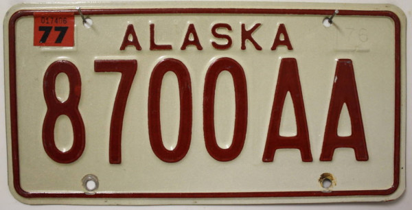 ALASKA 1976 1977 - Nummernschild # 8700AA =