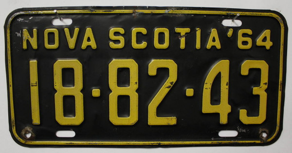 NOVA SCOTIA 1964 Oldtimer-Nummernschild # 188243