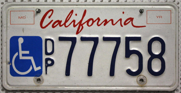 CALIFORNIA Handicapped Special - Nummernschild # 77758 ...