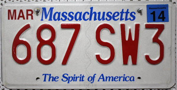 MASSACHUSETTS The Spirit of America - Nummernschild # 687SW3 =