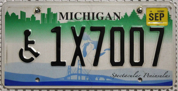 MICHIGAN Special * Handicapped * - Nummernschild # 1X7007 =