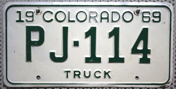 COLORADO 1969 Truck Nummernschild # PJ114 ...