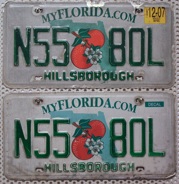 FLORIDA Nummernschilder PAAR - Zwei USA Auto-Kennzeichen # N5580L
