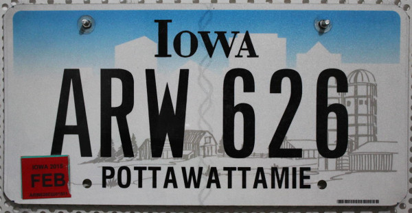 IOWA - Kfz Nummernschild # ARW626 =
