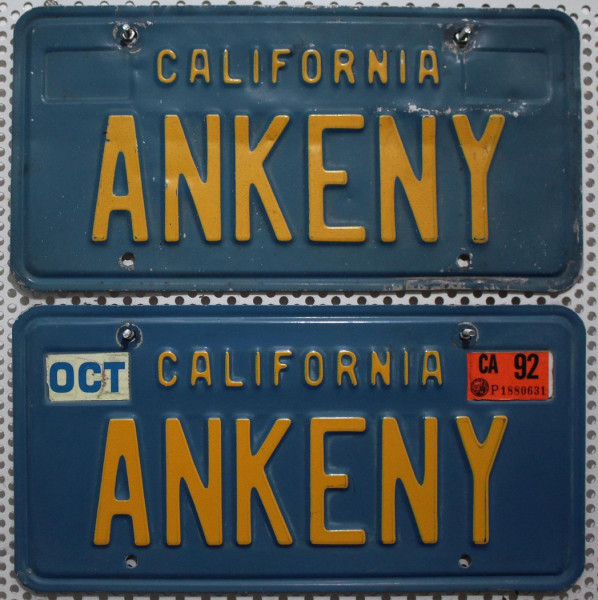 CALIFORNIA Schilder PAAR - Zwei USA Nummernschilder # ANKE NY ≡