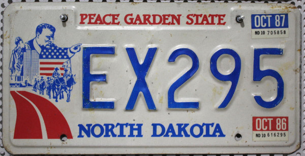 NORTH DAKOTA Peace Garden State - Nummernschild # EX295 =