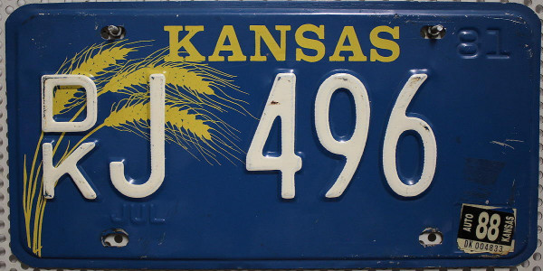 KANSAS - Nummernschild # DK.J496 =