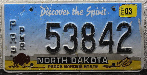 NORTH DAKOTA (PRP.PWR) - Nummernschild # 53842 =