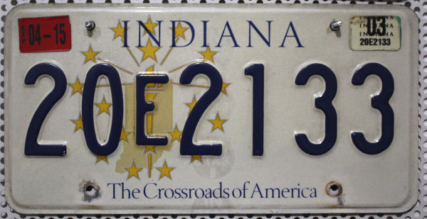 INDIANA Crossroads of America - Nummernschild # 20E2133 =