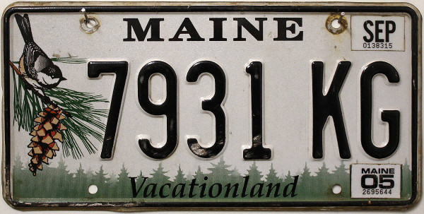 MAINE Vacationland - Nummernschild # 7931KG =