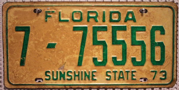 FLORIDA 1973 Oldtimer Nummernschild # 775556