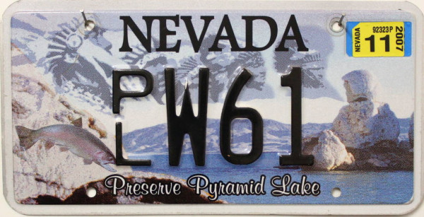NEVADA Preserve Pyramid Lake - Nummernschild # PLW61 =