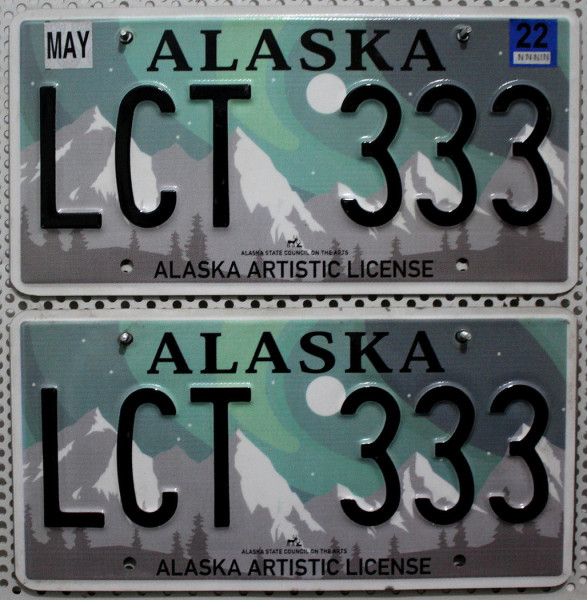 ALASKA Schilder PAAR - Zwei USA Nummernschilder # LCT333