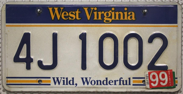 WEST VIRGINIA Wild, Wonderful - Nummernschild # 4J1002 =