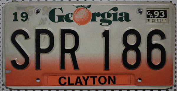 GEORGIA / peach letter O - Nummernschild # SPR186 =
