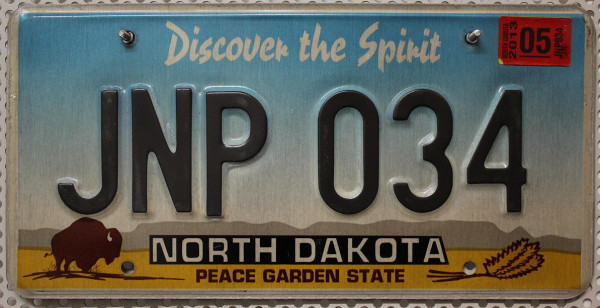 NORTH DAKOTA Discover the Spirit - Nummernschild # JNP034 =
