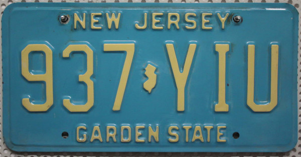 NEW JERSEY Garden State - Nummernschild # 937YIU ...
