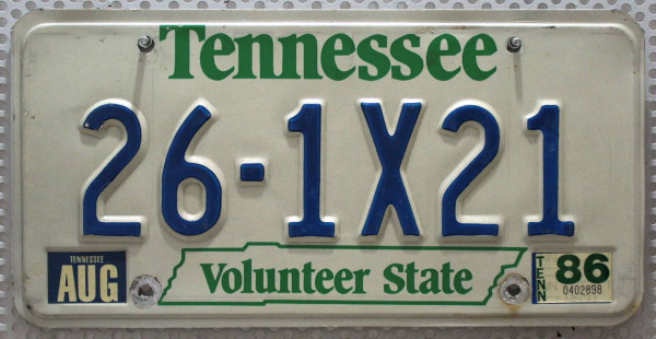 TENNESSEE Green/Blue Typ - Nummernschild # 261X21 =