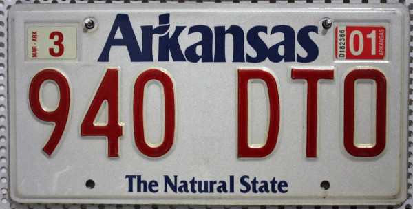 ARKANSAS The Natural State - Nummernschild # 940DTO =