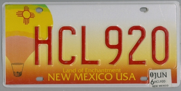 NEW MEXICO Land of Enchantment - Nummernschild # HCL920 =