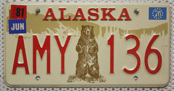 ALASKA mit Motiv Grizzly - Nummernschild # AMY136 ≡