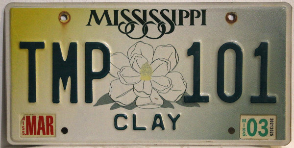 MISSISSIPPI Gelb / Grün Typ - Nummernschild # TMP101 =