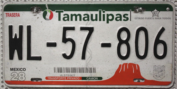 TAMAULIPAS - Mexiko Nummernschild # WL57806