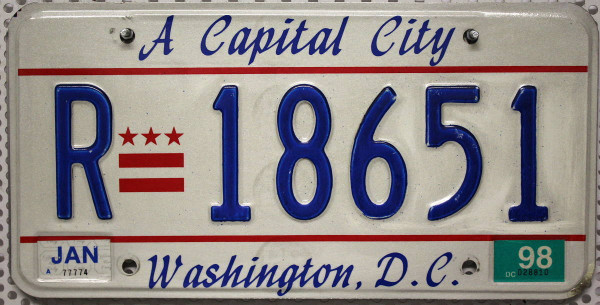 WASHINGTON D.C. District of Columbia - Nummernschild # R18651 =