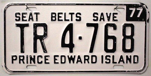 PRINCE EDWARD ISLAND 1977 Oldtimer - Nummernschild # TR4768 ...