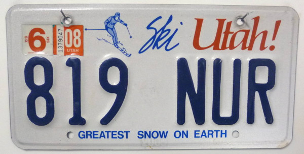 UTAH Ski - Nummernschild # 819NUR =